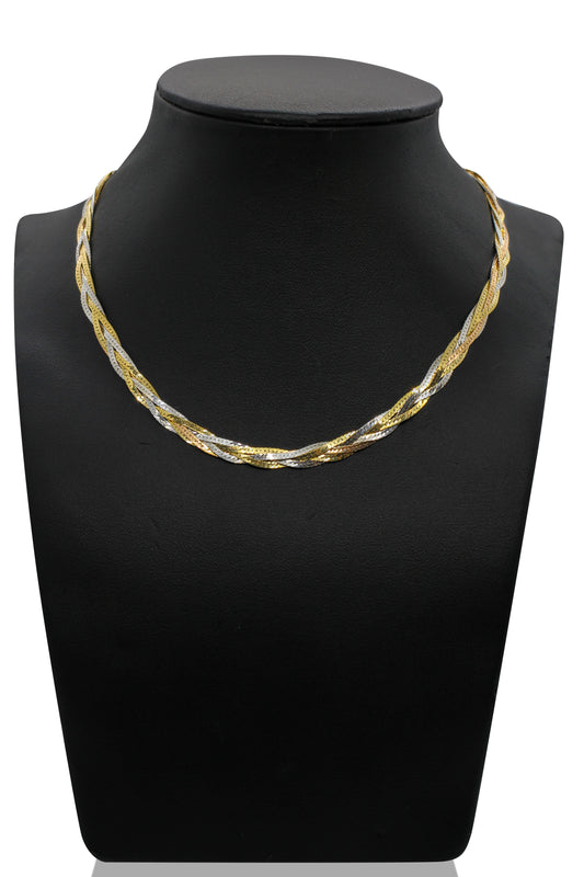 Halsband i 14K Trefärgat Guld med Flätad Design