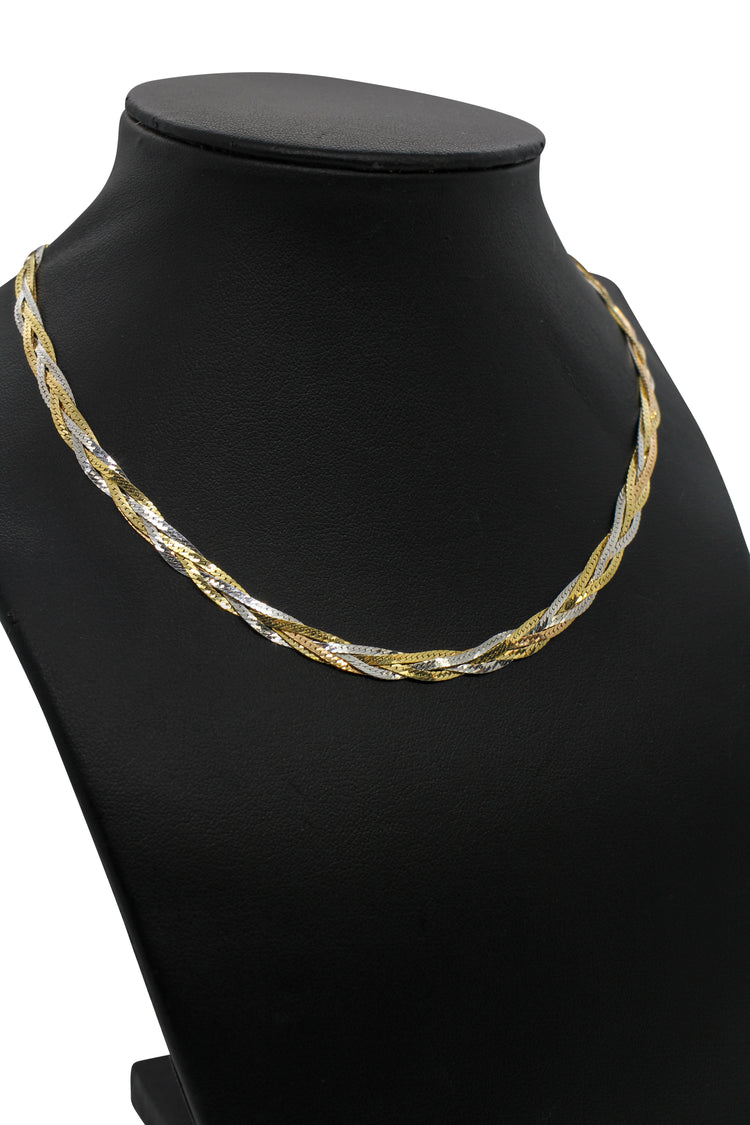 Halsband i 14K Trefärgat Guld med Flätad Design