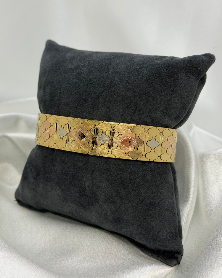 18K Honeycomb Design Guldarmband – 45.6g, 19.3 cm