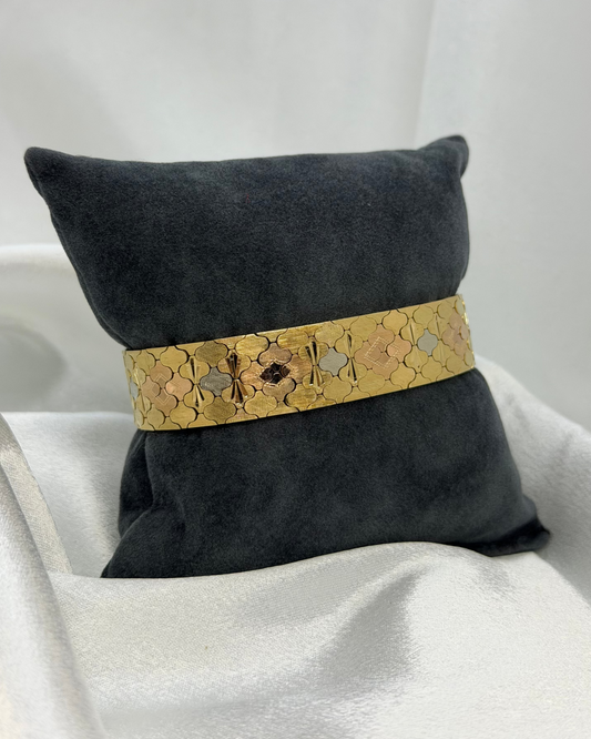 18K Honeycomb Design Guldarmband – 45.6g, 19.3 cm