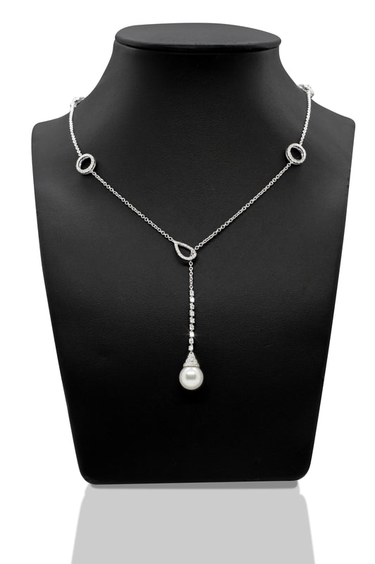 14K Vitguldshalsband med Akoyapärla, Rubin, Safir & Diamanter