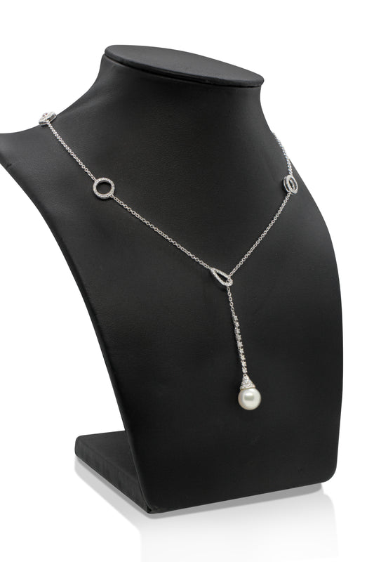 14K Vitguldshalsband med Akoyapärla, Rubin, Safir & Diamanter