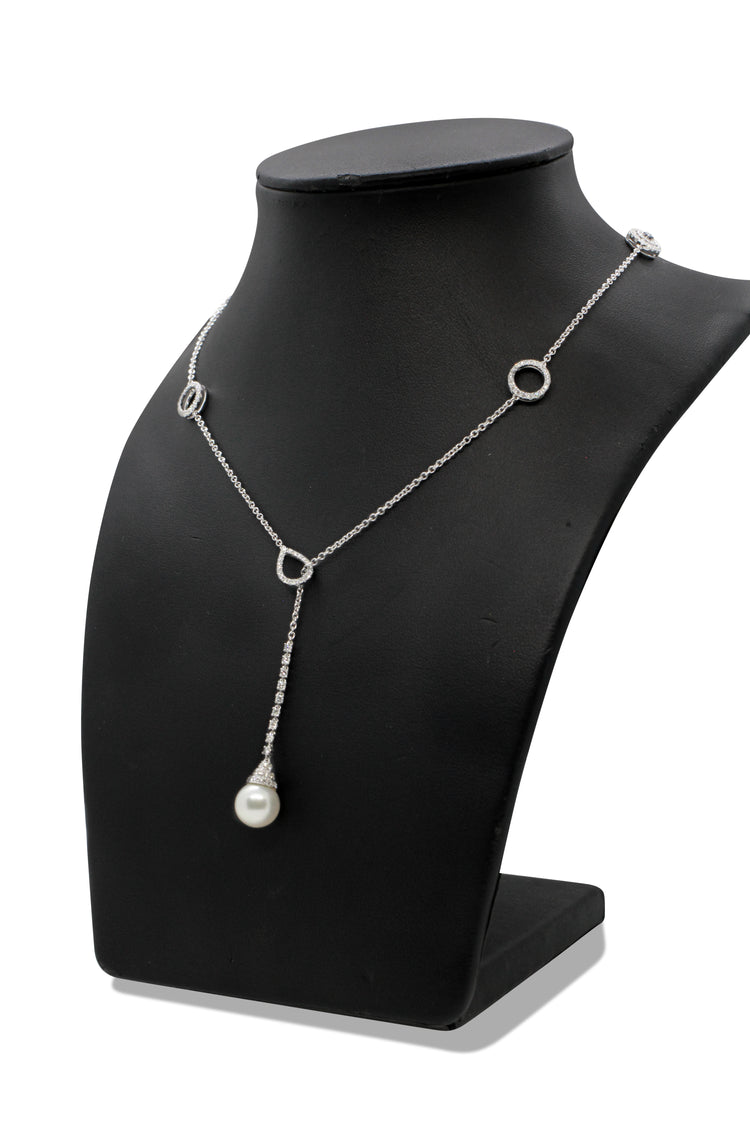 14K Vitguldshalsband med Akoyapärla, Rubin, Safir & Diamanter