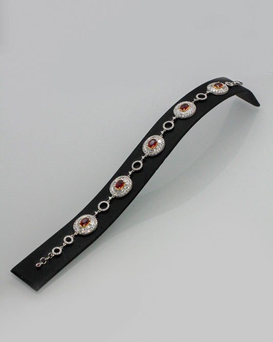 18K Vitguldarmband med Obehandlade Rubiner & Diamanter