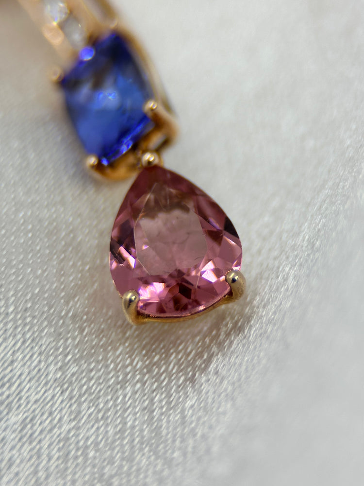 Hängsmyckeshalsband i 14K Roséguld med Ädelstenar & Diamanter