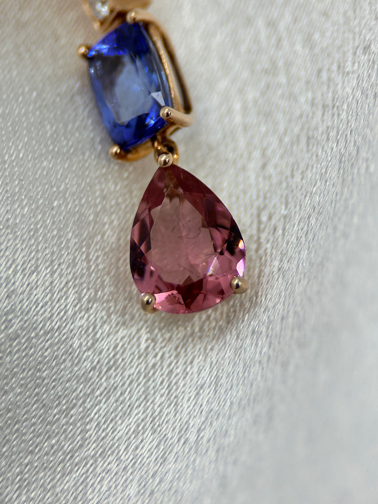 Hängsmyckeshalsband i 14K Roséguld med Ädelstenar & Diamanter