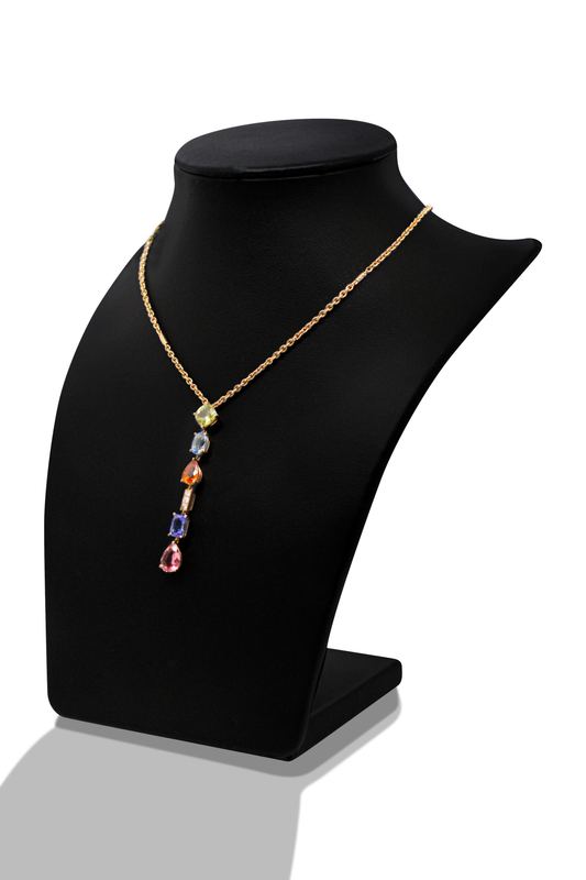 Hängsmyckeshalsband i 14K Roséguld med Ädelstenar & Diamanter