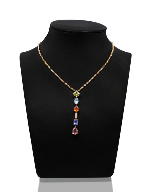 Hängsmyckeshalsband i 14K Roséguld med Ädelstenar & Diamanter