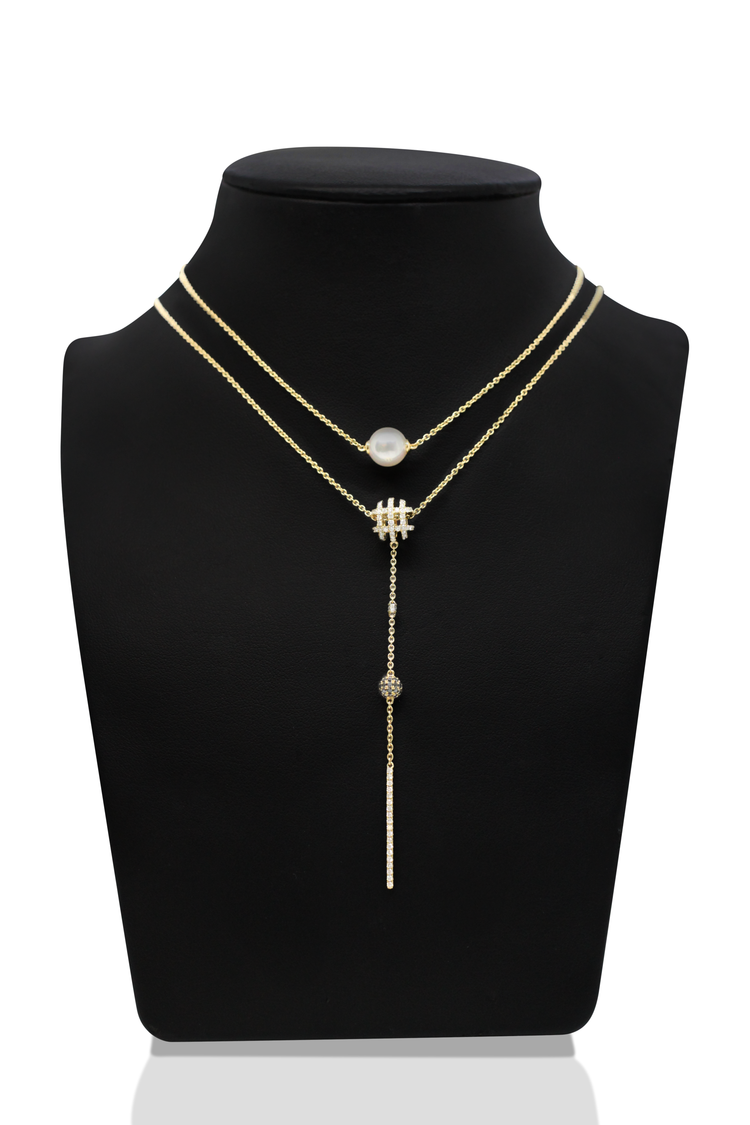 Akoyapärla & Diamanthalsband i 18K Guld
