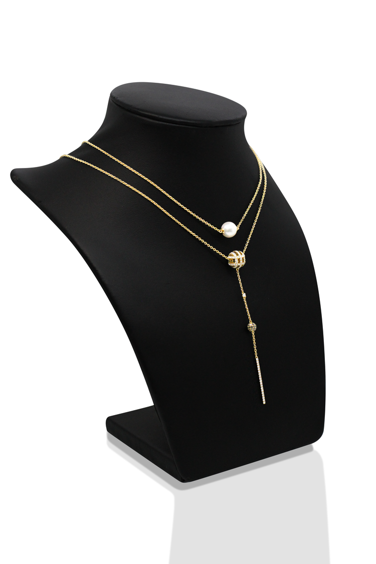 Akoyapärla & Diamanthalsband i 18K Guld