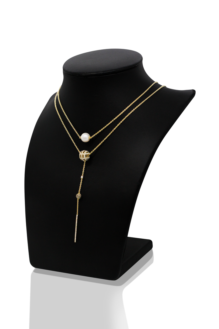 Akoyapärla & Diamanthalsband i 18K Guld