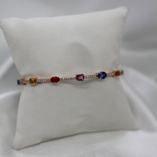 14K Armband med Färgstenar och Diamanter