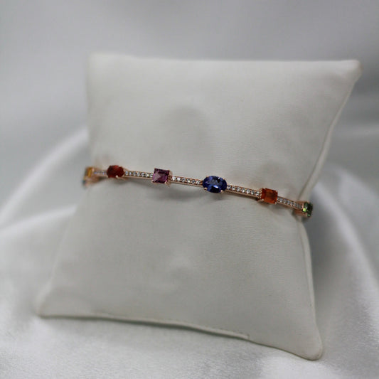 14K Armband med Färgstenar och Diamanter