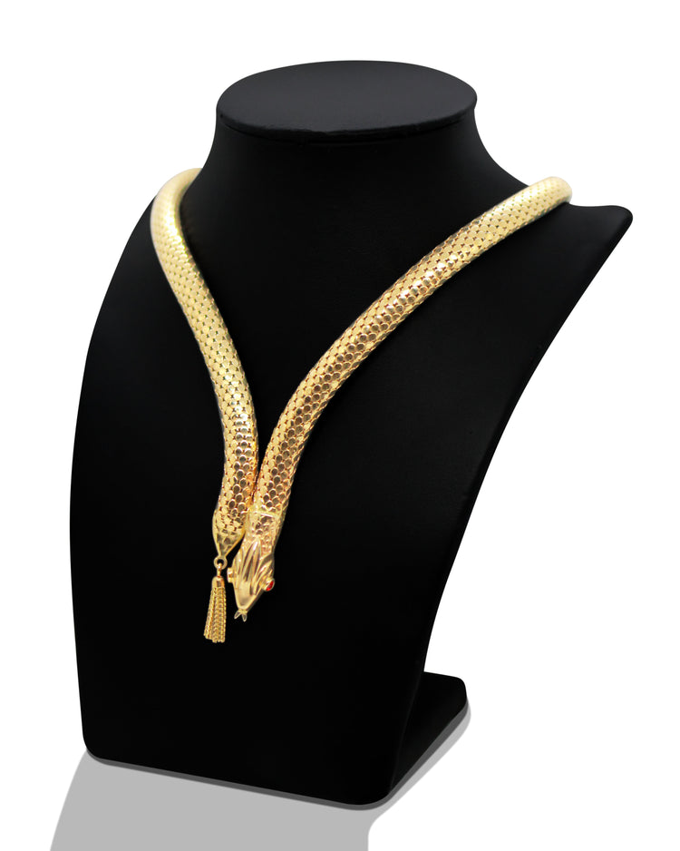 Halsband i Orm-design med Röda Stenar