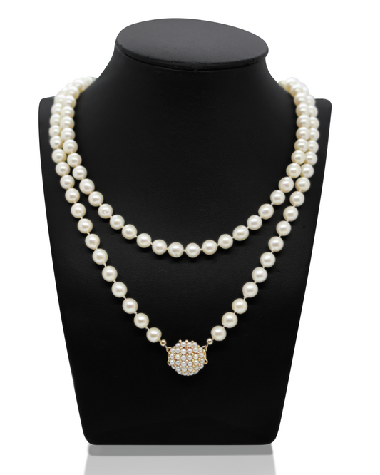 14K Pärlcollier med Guldlås