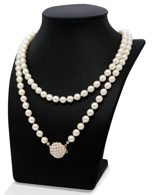 14K Pärlcollier med Guldlås