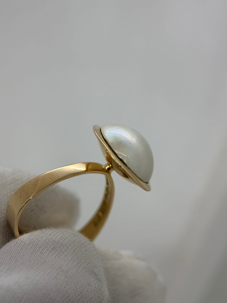 18K Cultured Mabé Pearl Ring – Size 56
