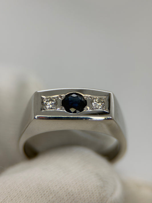 18K Safir och diamantring – Storlek 55.5