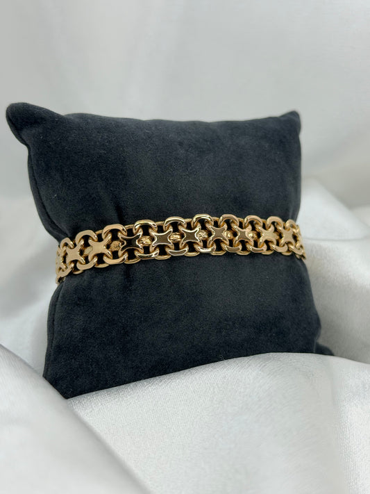 18K Broad X-Link Bracelet – 39.5g, 19.5 cm