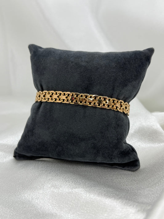 18K Gold Broad X-Link Bracelet – 24.8g, 19.5 cm