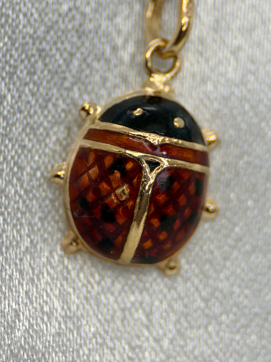 18K Gold and Enamel Pendant – Ladybug, 2.2 cm