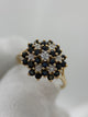 18K Blomkluster Diamant och safirring – Storlek 58