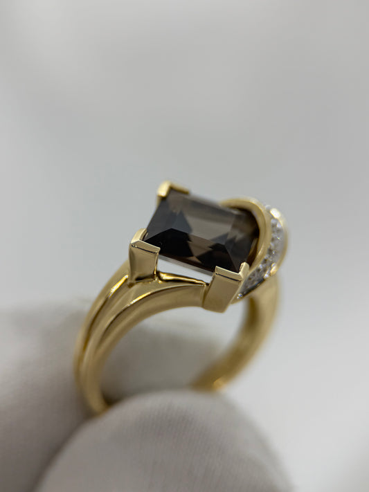 18K Rökkvarts diamantring – 3.70 ct, Storlek 56