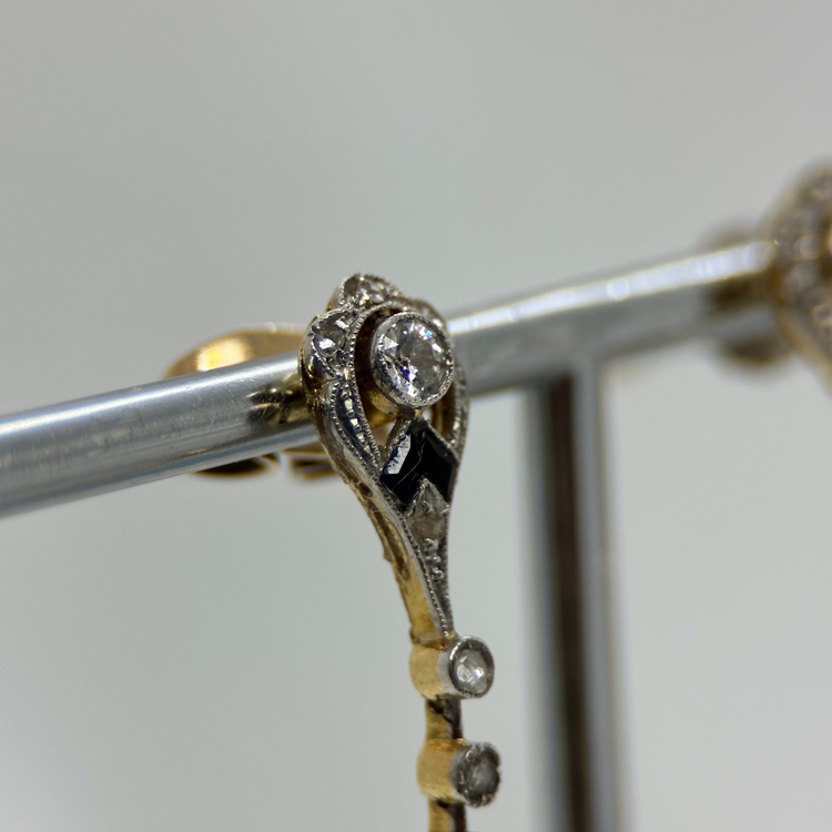 Akvamarin Örhängen med Roseslipade Diamanter och Onyx