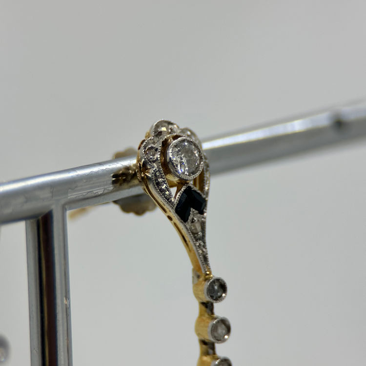 Akvamarin Örhängen med Roseslipade Diamanter och Onyx