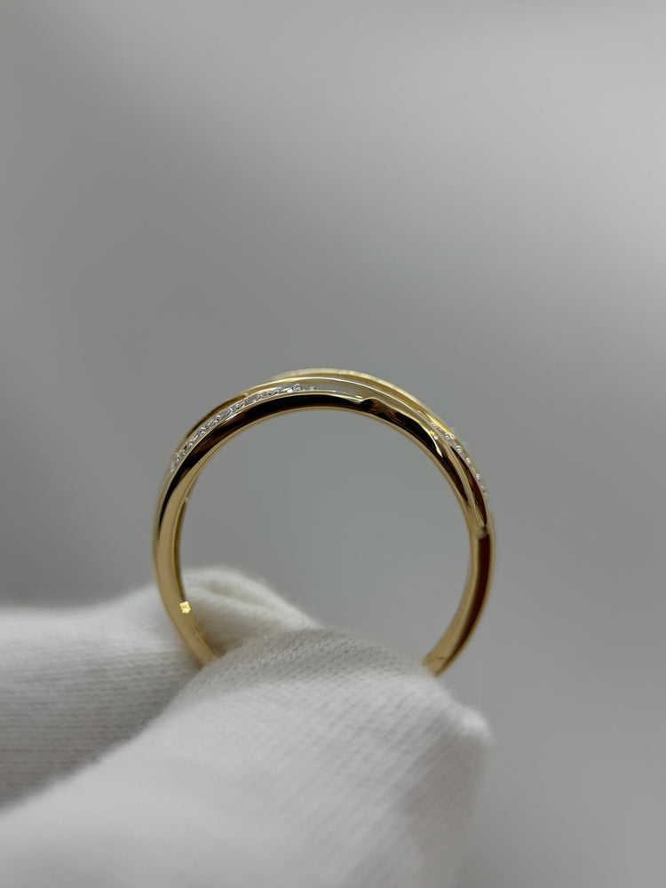 18K Diamantring i rödguld – dubbla skenor, 0.06 ct, Storlek 51.5