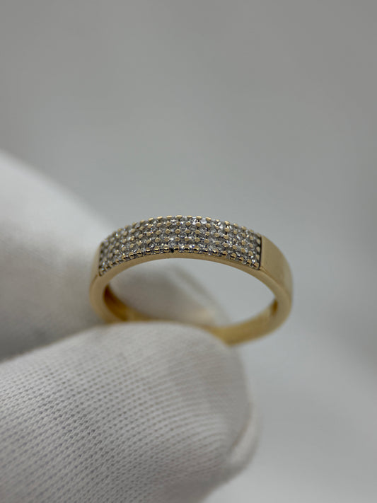 18K Diamond Ring in Rose Gold – Four-Row, Size 56.5
