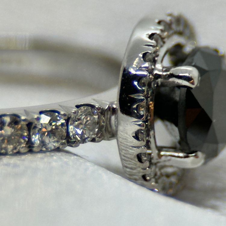 18K Halo-ring med Svart Diamant