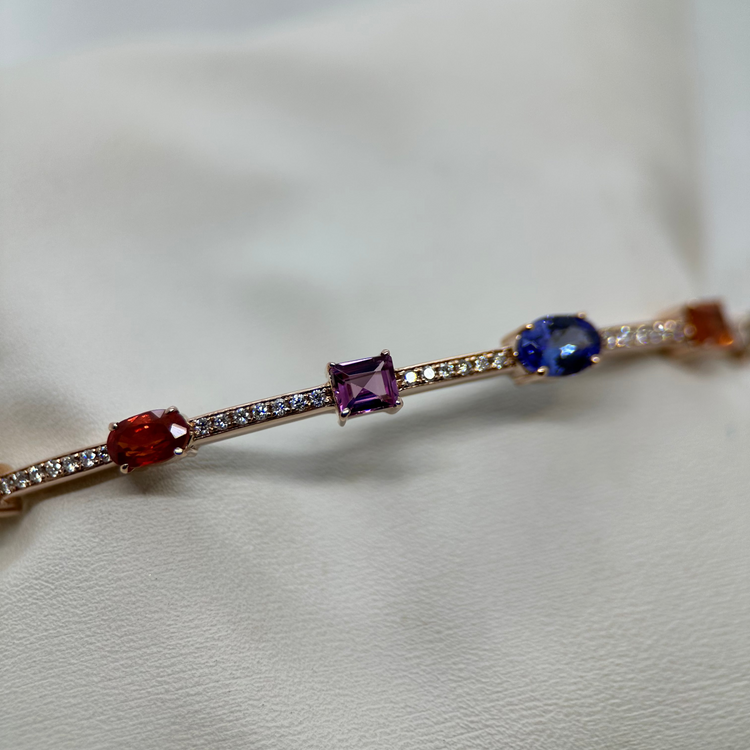14K Armband med Färgstenar och Diamanter