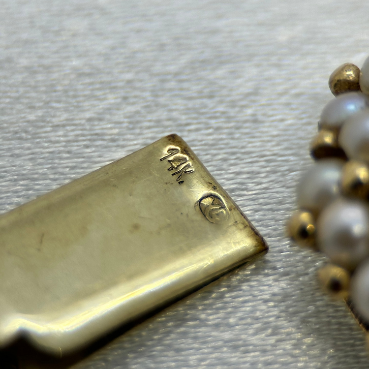 14K Pärlcollier med Guldlås