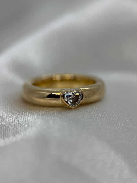 18K Heart-Cut Diamond Ring – 0.25 ct, Size 54.5