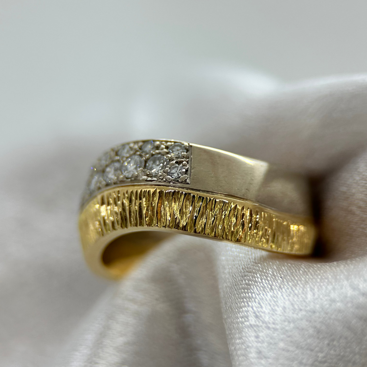 18K Diamantring i Bicolor-design
