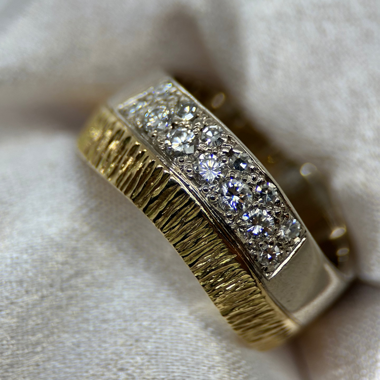 18K Diamantring i Bicolor-design