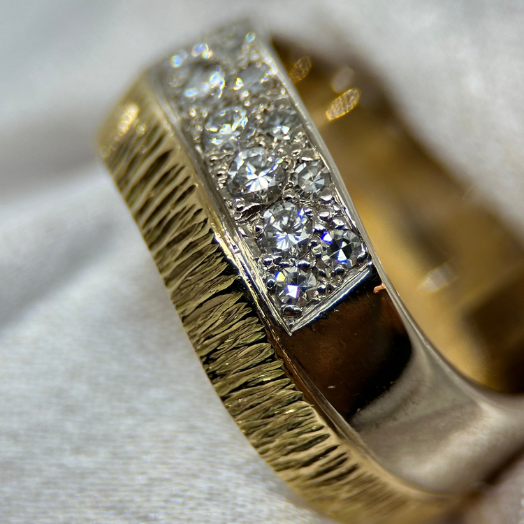 18K Diamantring i Bicolor-design