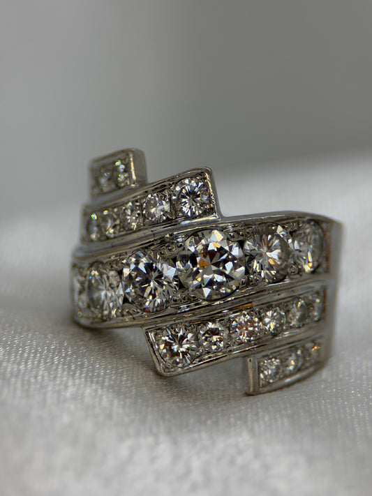 18K Diamond Cocktail Ring – 3.90 ct Total, Size 57