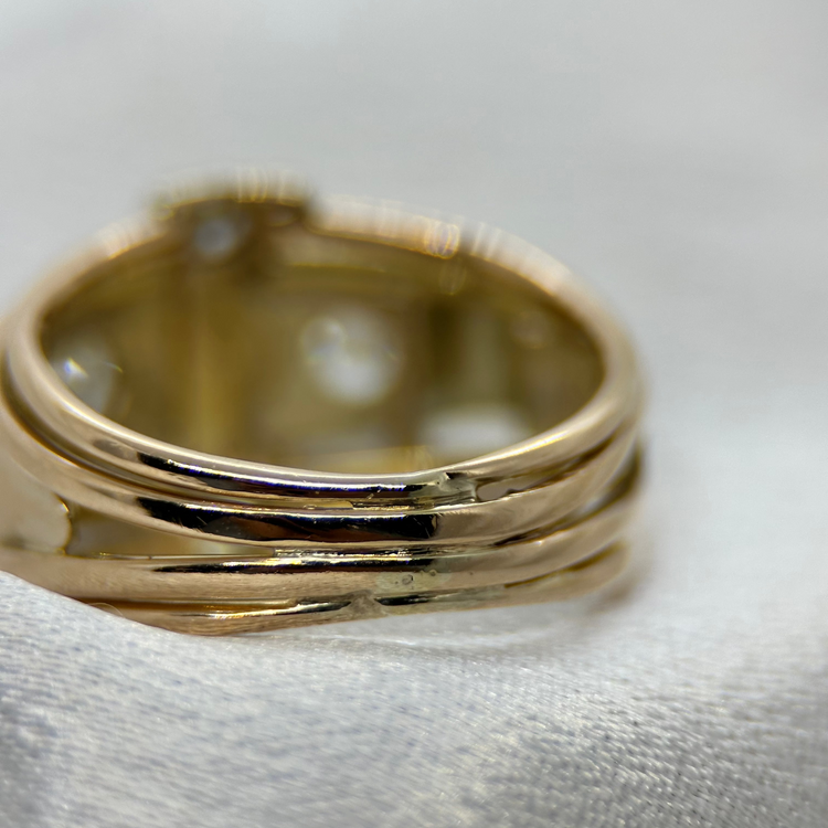 14K Diamantring med Odlad pärla