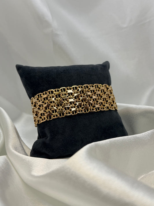 18K Wide X-Link Bracelet in Rose Gold – 74.2g, 20.5 cm