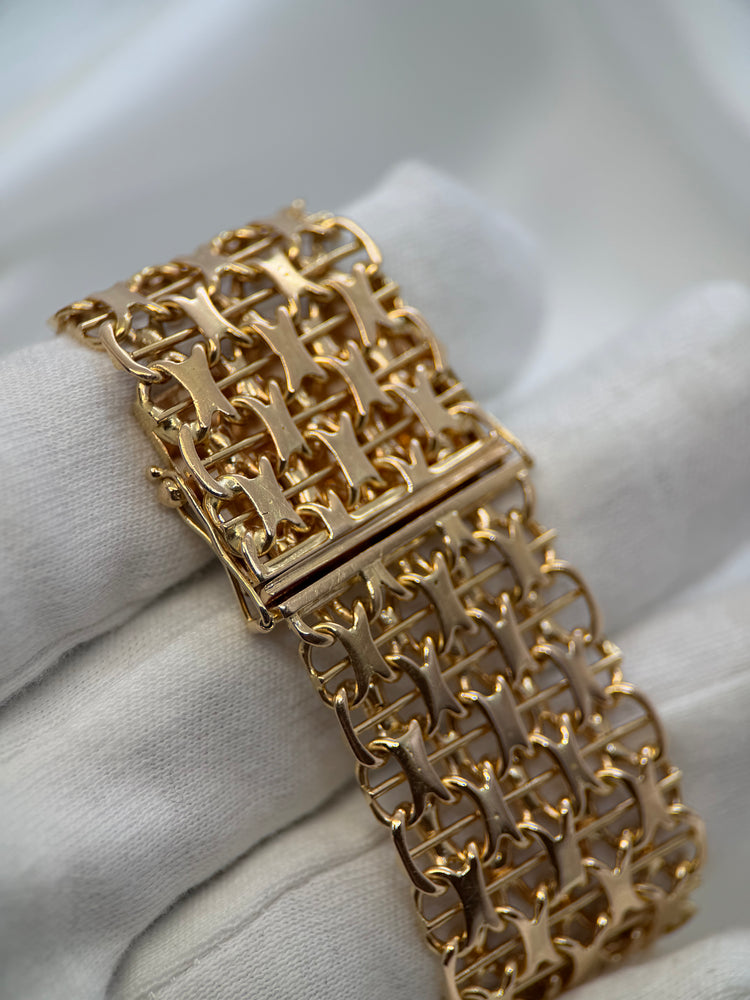 18K Wide X-Link Bracelet in Rose Gold – 74.2g, 20.5 cm