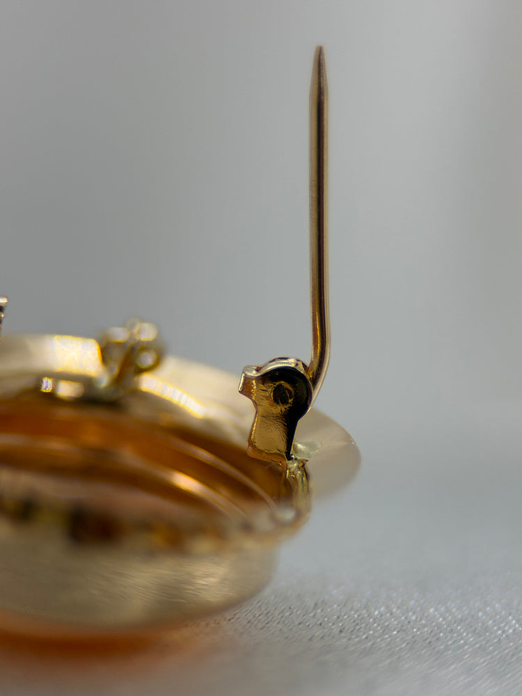 18K Brosch/Hänge med Snäckcamé – 3.6g, 3.2 cm