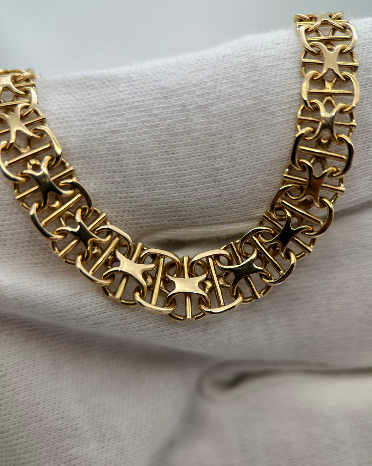 18K Handgjort X-länks halsband 39 cm