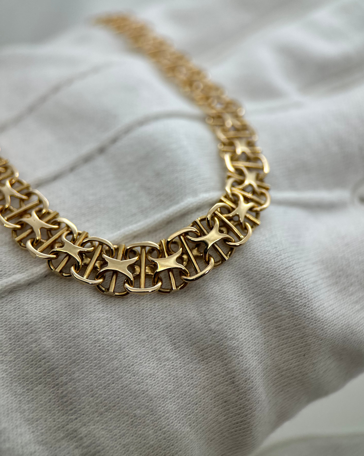 18K Handgjort X-länks halsband 39 cm