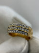 18K Diamond Ring – Wide Design with Brilliant and Baguette Cut Diamonds, approx. 1.00 ct, Size 52