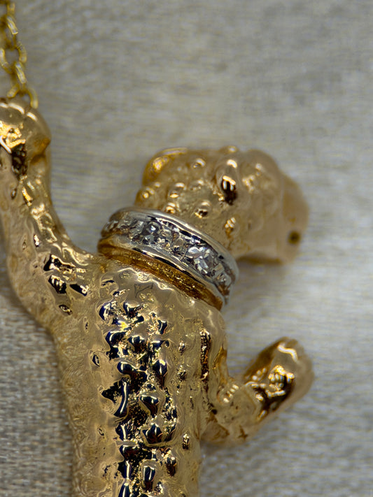 18K Gold Panther Pendant with Diamonds