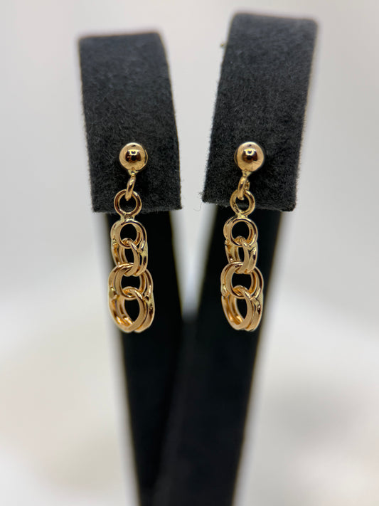 18K Bismarck Link Earrings – 1.8 cm, Rose Gold