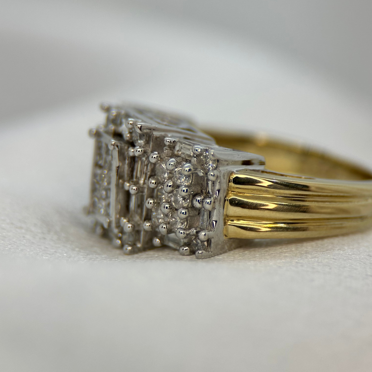 14K Diamond Ring with Heart Motifs