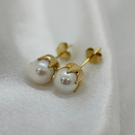 18K Örhängen med odlade pärlor 8-8,5 mm